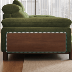 Vintage Green Chenille Sofa With Adjustable Headrest