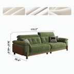 Vintage Green Chenille Sofa With Adjustable Headrest
