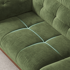 Vintage Green Chenille Sofa With Adjustable Headrest