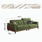 Vintage Green Chenille Sofa With Adjustable Headrest