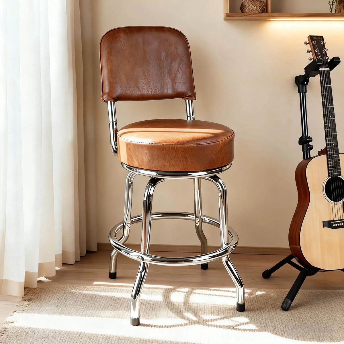 Vintage Industrial Guitar Chair Series with Swivel Seat and Backrest Options