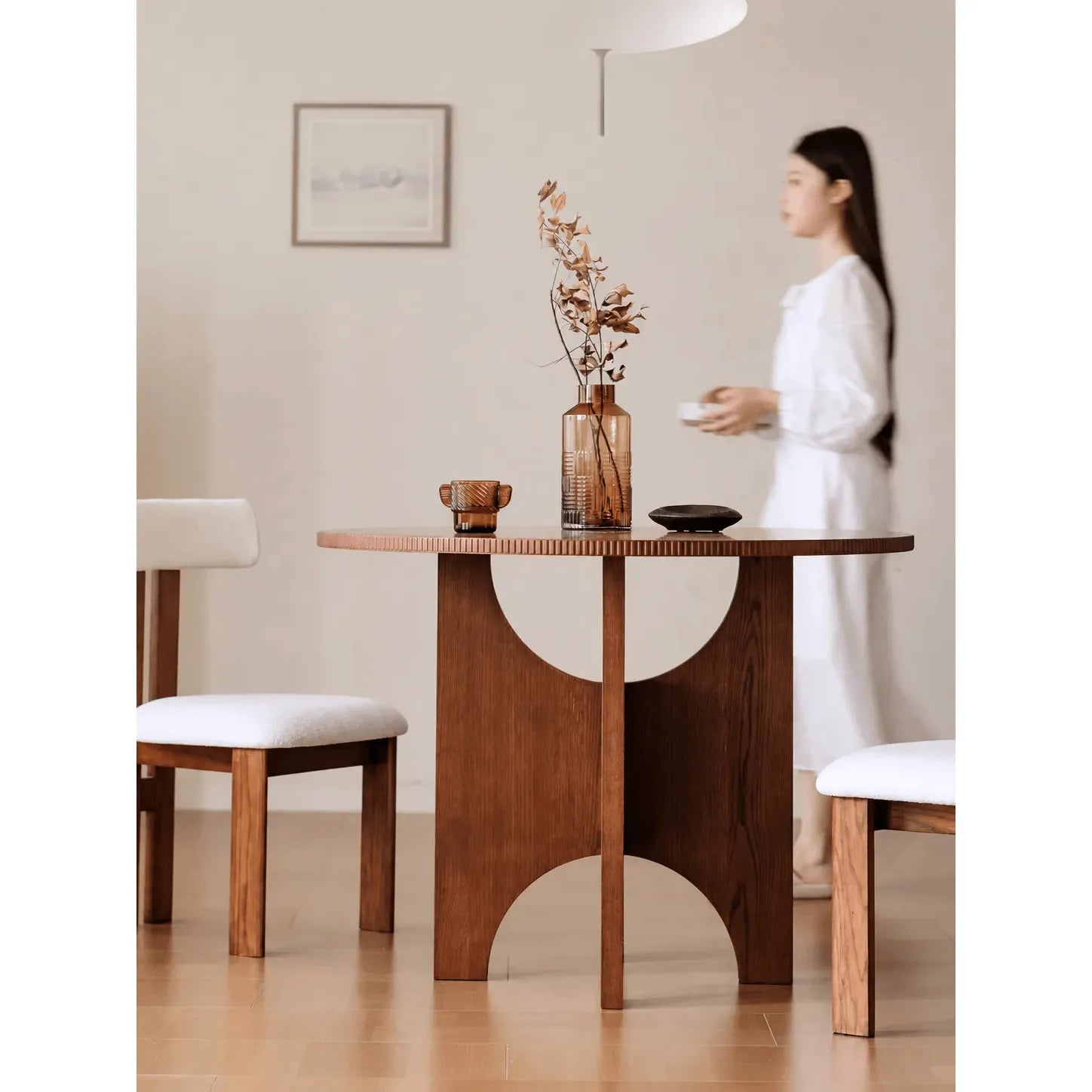 Vintage-Inspired Burlwood Dining Table with Geometric Marquetry Secondary image