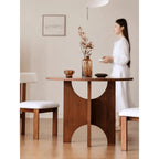 Vintage-Inspired Burlwood Dining Table with Geometric Marquetry