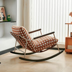 Vintage-Inspired Polka Dot Chair and Ottoman Set with Wood Trim