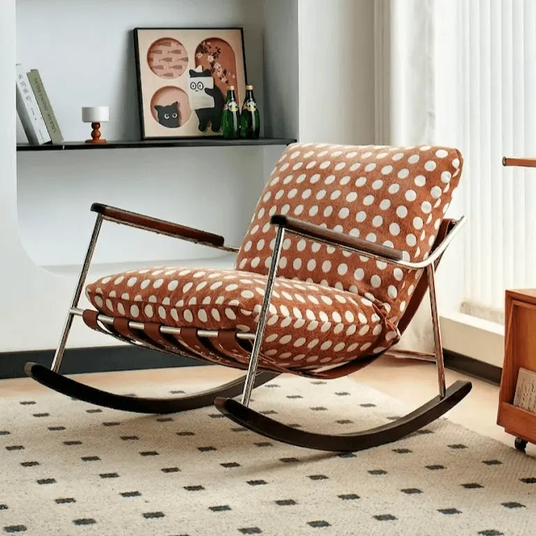 Vintage-Inspired Polka Dot Chair and Ottoman Set with Wood Trim Main Product Image
