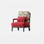 Vintage Inspired Red Velvet Accent Chair with Floral Backrest