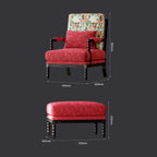 Vintage Inspired Red Velvet Accent Chair with Floral Backrest Dimensions