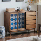Vintage-Inspired Sideboard with Begonia Glass Panels