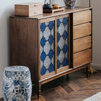 Vintage-Inspired Sideboard with Begonia Glass Panels