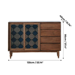 Vintage-Inspired Sideboard with Begonia Glass Panels