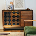 Vintage-Inspired Sideboard with Begonia Glass Panels