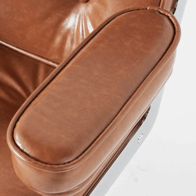 Vintage Leather Office Chair with Aluminum Frame and Ergonomic Recline