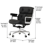 Vintage Leather Office Chair with Aluminum Frame and Ergonomic Recline