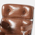 Vintage Leather Office Chair with Aluminum Frame and Ergonomic Recline