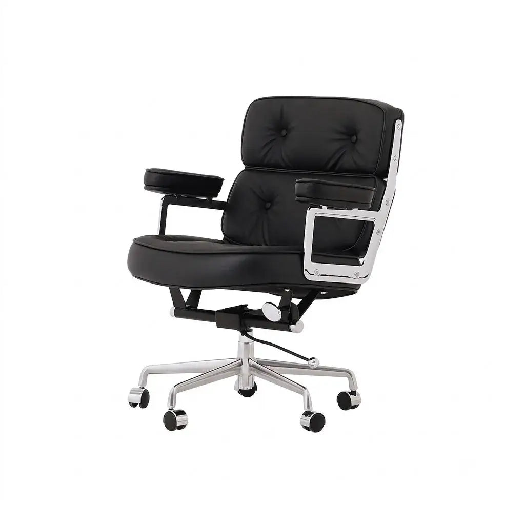 Vintage Leather Office Chair with Aluminum Frame and Ergonomic Recline Zweitbild