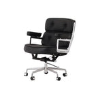 Vintage Leather Office Chair with Aluminum Frame and Ergonomic Recline
