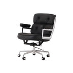 Vintage Leather Office Chair with Aluminum Frame and Ergonomic Recline
