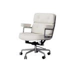 Vintage Leather Office Chair with Aluminum Frame and Ergonomic Recline