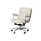 Vintage Leather Office Chair with Aluminum Frame and Ergonomic Recline