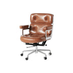 Vintage Leather Office Chair with Aluminum Frame and Ergonomic Recline Main Product Image