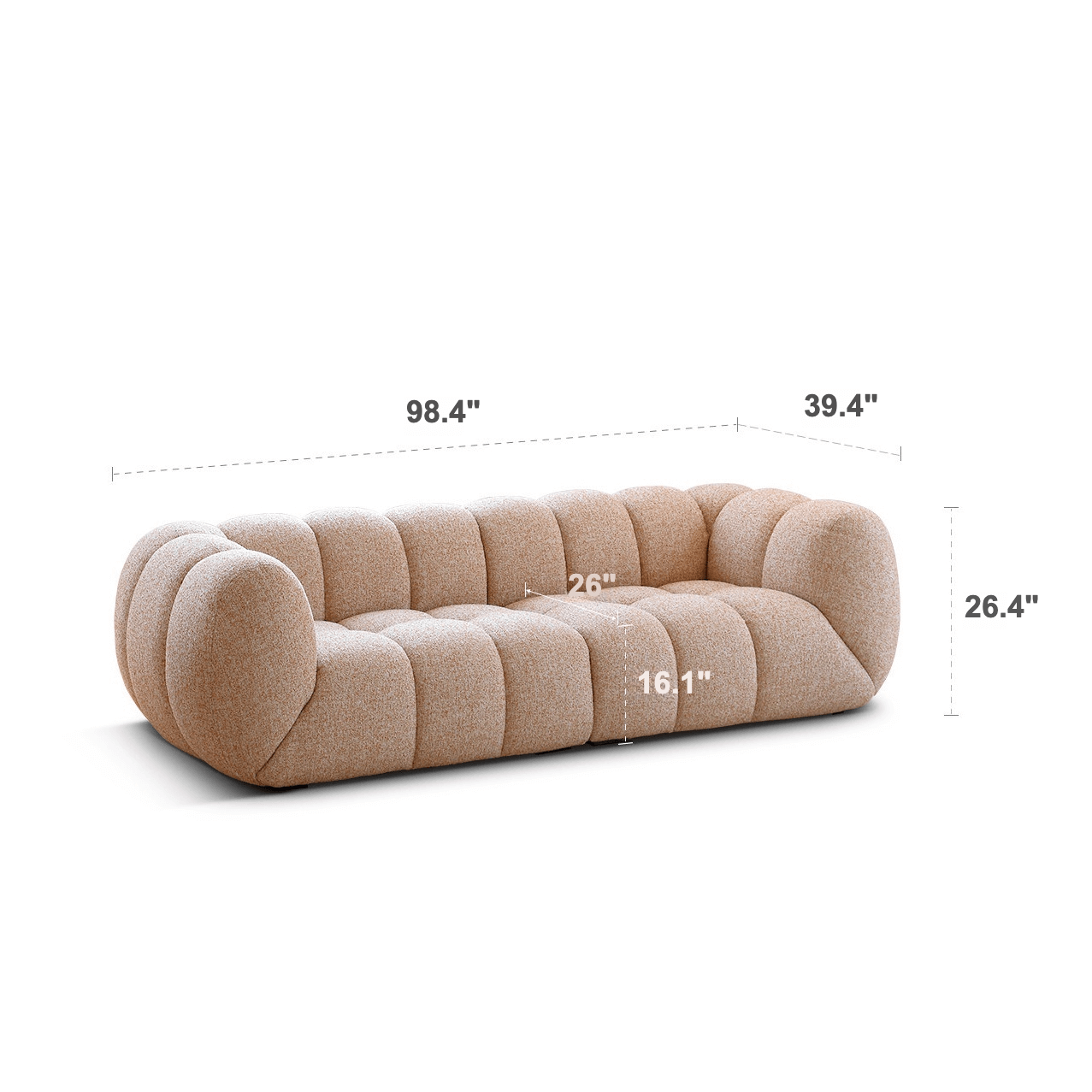 Vintage Marshmallow Sofa With Plush Soft Feel Dimensions
