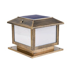 Vintage Metal Solar Post Light with Frosted Acrylic Shade