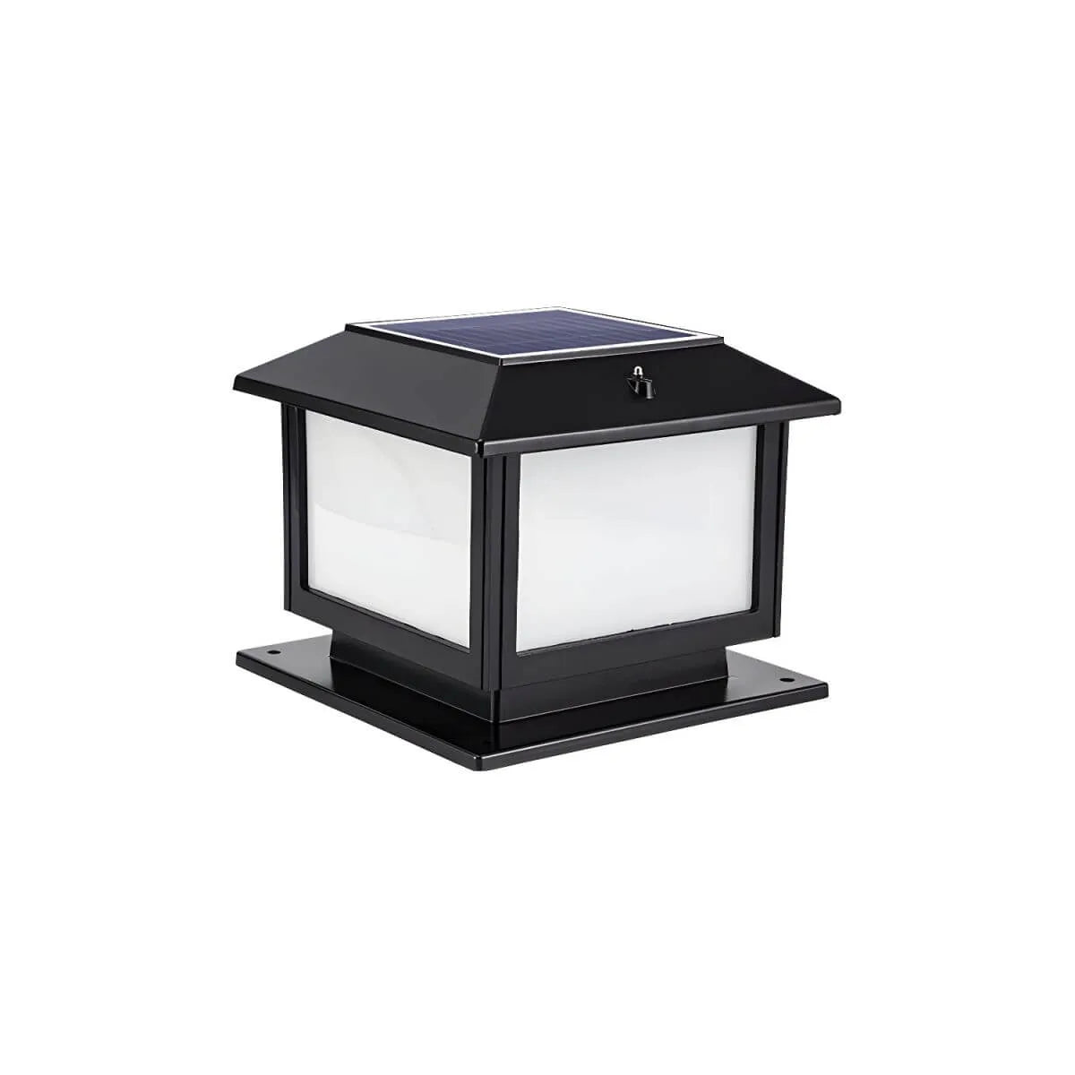 Vintage Metal Solar Post Light with Frosted Acrylic Shade