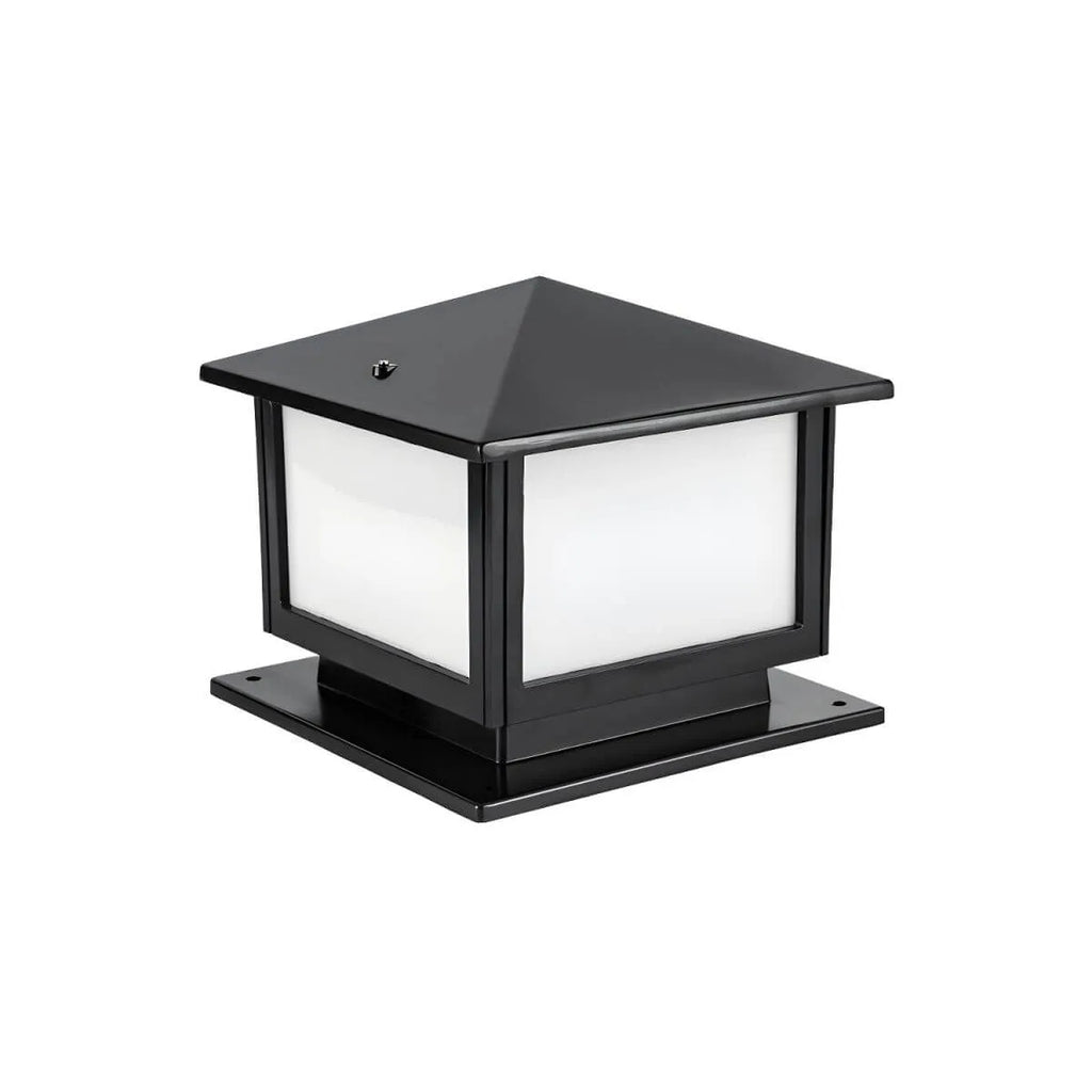 Vintage Metal Solar Post Light with Frosted Acrylic Shade
