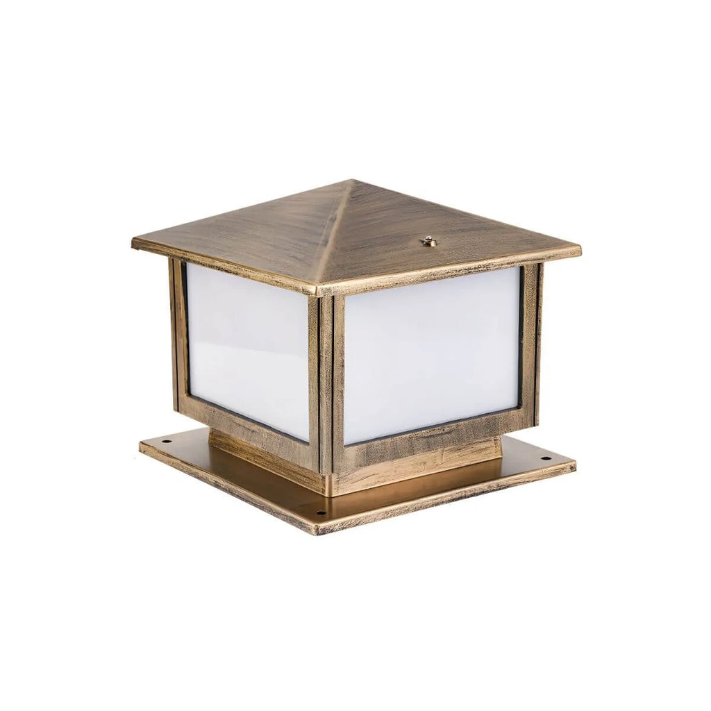 Vintage Metal Solar Post Light with Frosted Acrylic Shade