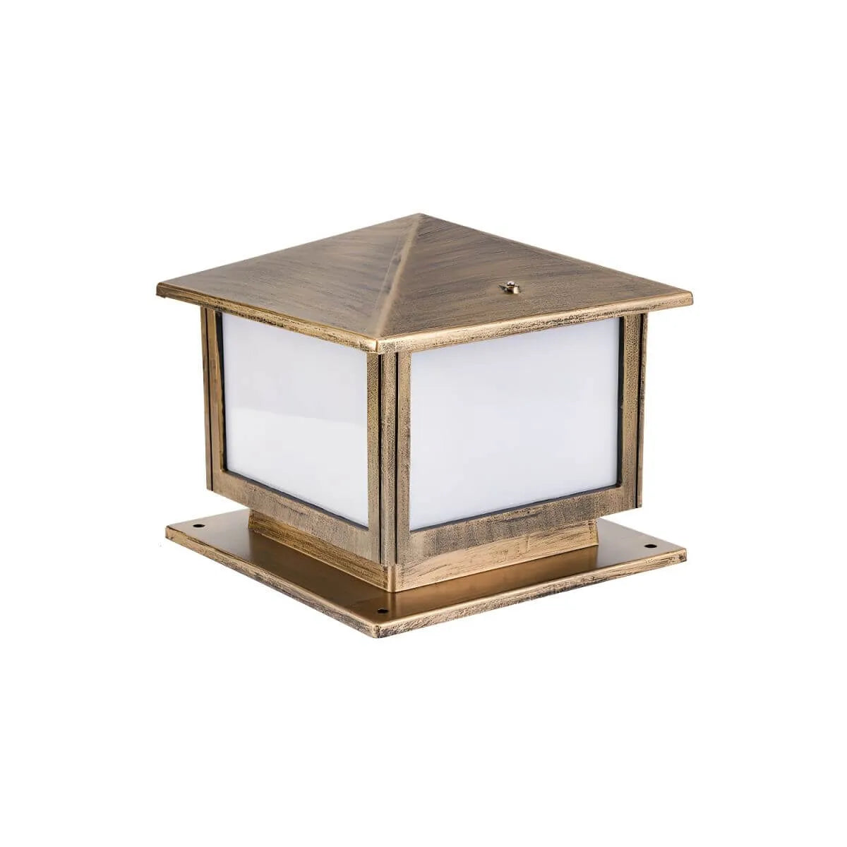 Vintage Metal Solar Post Light with Frosted Acrylic Shade