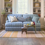 Vintage Patterned Fringe Sofa with Rolled Arms and Plush Cushions Main Product Image
