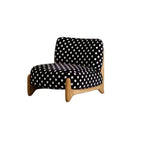 Vintage Polka Dot Chair with Sculptural Wood Frame, Wide Lounge Seat