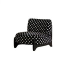 Vintage Polka Dot Chair with Sculptural Wood Frame, Wide Lounge Seat