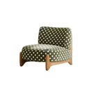 Vintage Polka Dot Chair with Sculptural Wood Frame, Wide Lounge Seat