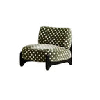 Vintage Polka Dot Chair with Sculptural Wood Frame, Wide Lounge Seat