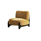 Vintage Polka Dot Chair with Sculptural Wood Frame, Wide Lounge Seat