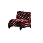 Vintage Polka Dot Chair with Sculptural Wood Frame, Wide Lounge Seat