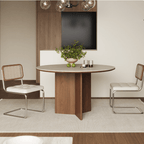 Vintage Rattan Dining Chair With PU Leather Cushion