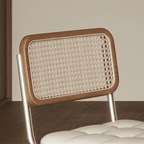 Vintage Rattan Dining Chair With PU Leather Cushion