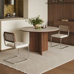 Vintage Rattan Dining Chair With PU Leather Cushion