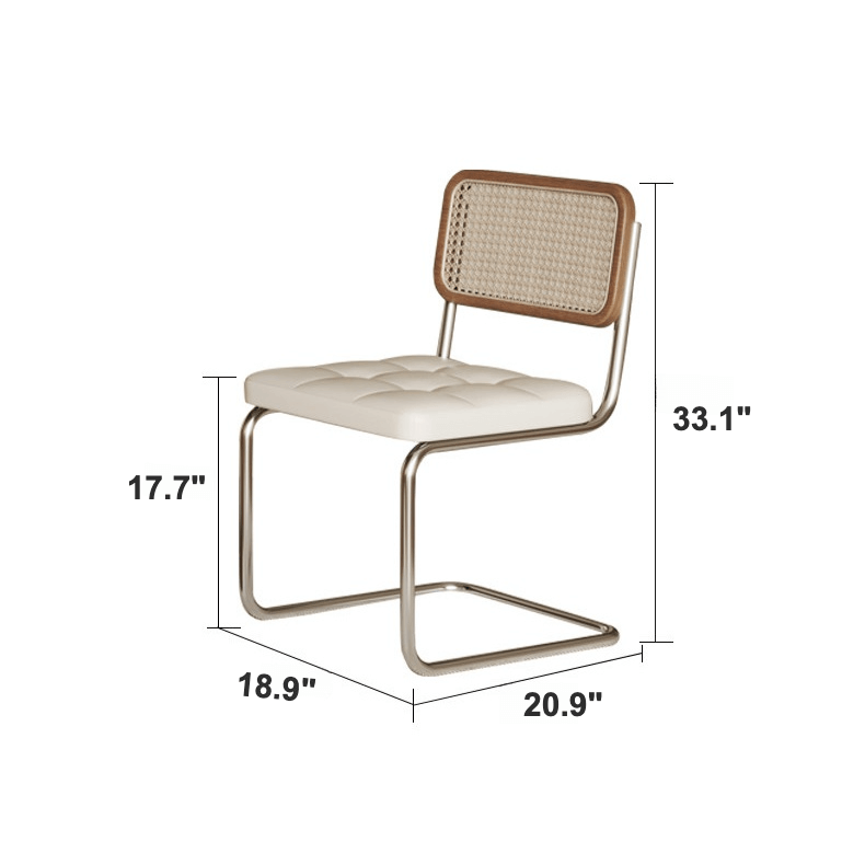 Vintage Rattan Dining Chair With PU Leather Cushion Dimensions