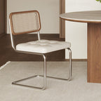 Vintage Rattan Dining Chair With PU Leather Cushion Main Product Image