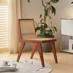 Vintage Rattan Dining Chair with Sculptural A-Frame Legs and Contoured Back