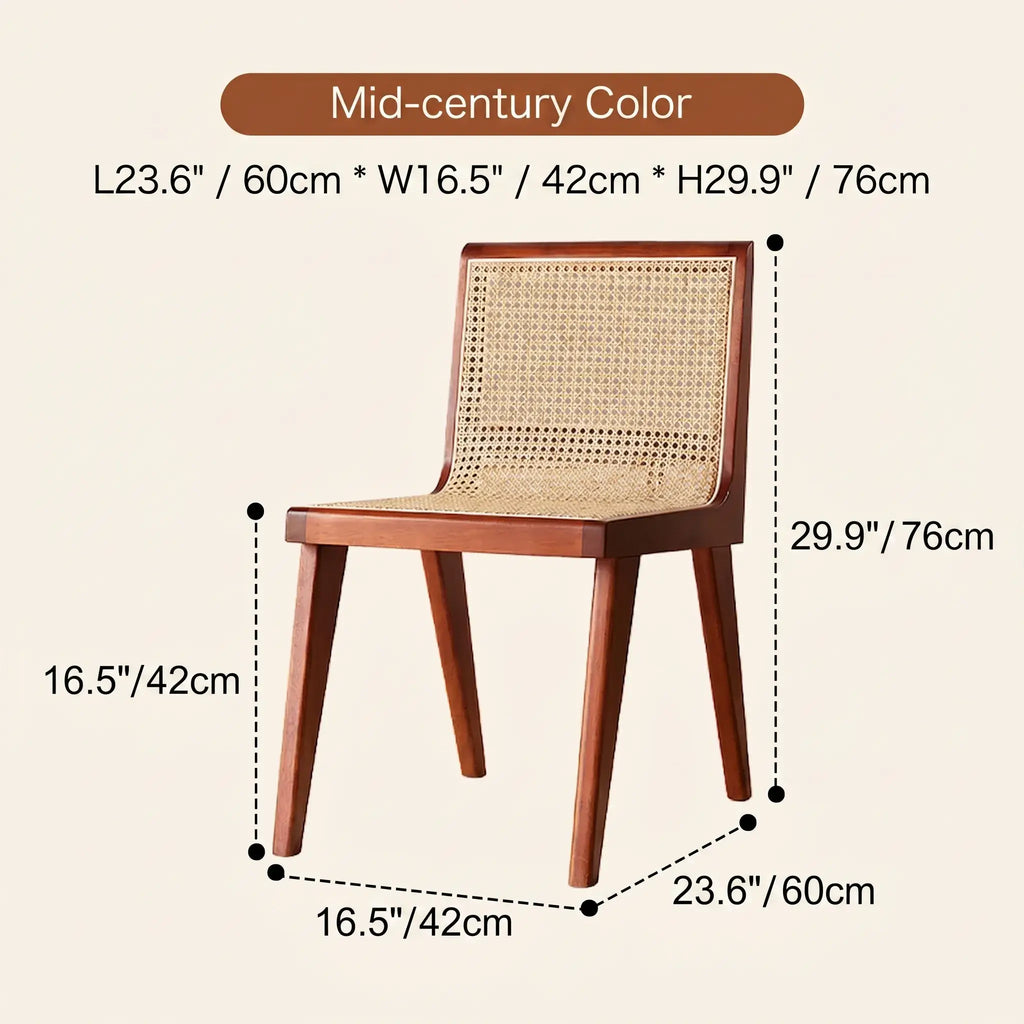 Vintage Rattan Dining Chair with Sculptural A-Frame Legs and Contoured Back