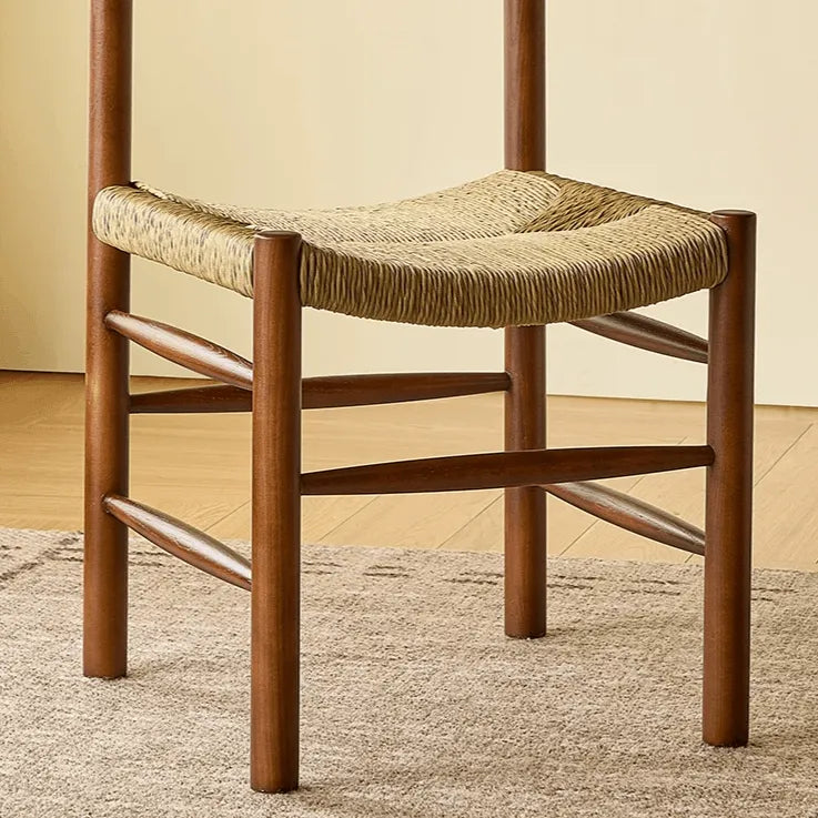 Vintage Rattan Dining Chair with Sculptural Back & Handwoven Seat