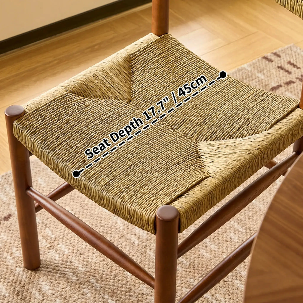 Vintage Rattan Dining Chair with Sculptural Back & Handwoven Seat