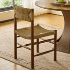 Vintage Rattan Dining Chair with Sculptural Back & Handwoven Seat