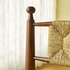 Vintage Rattan Dining Chair with Sculptural Walnut Frame and Handwoven Seat