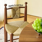 Vintage Rattan Dining Chair with Sculptural Walnut Frame and Handwoven Seat