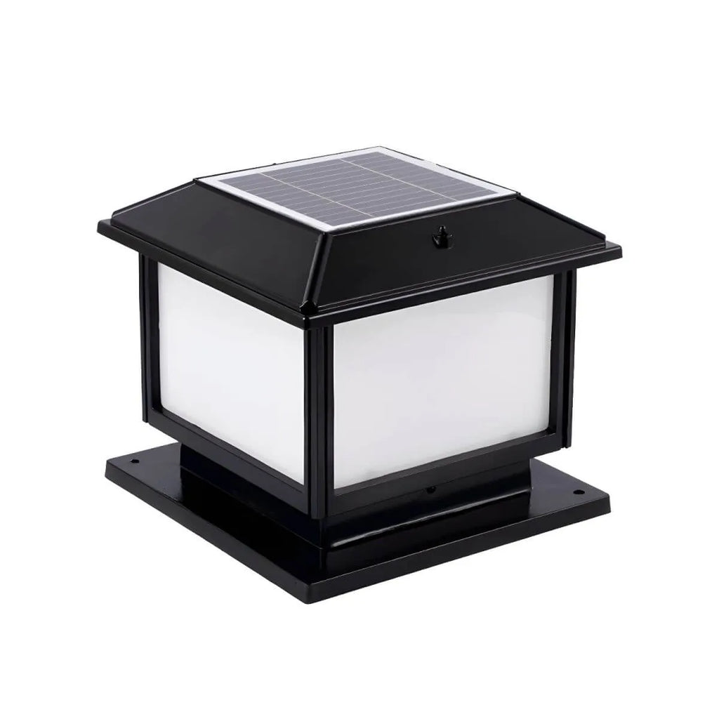 Vintage Solar LED Post Light with Metal Frame and Acrylic Shade